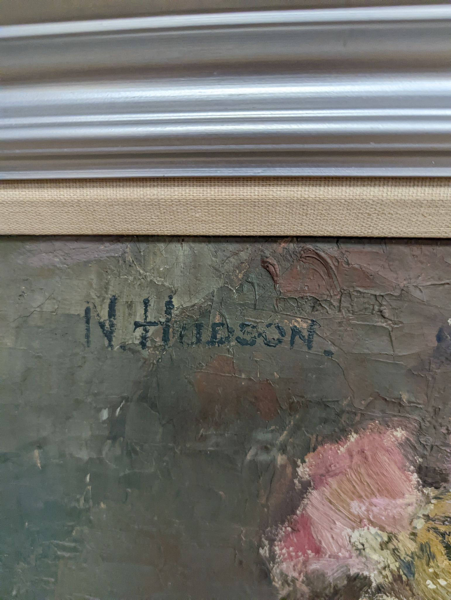 N. Hudson, oil on canvas, Portrait of two children, signed, 75 x 70cm